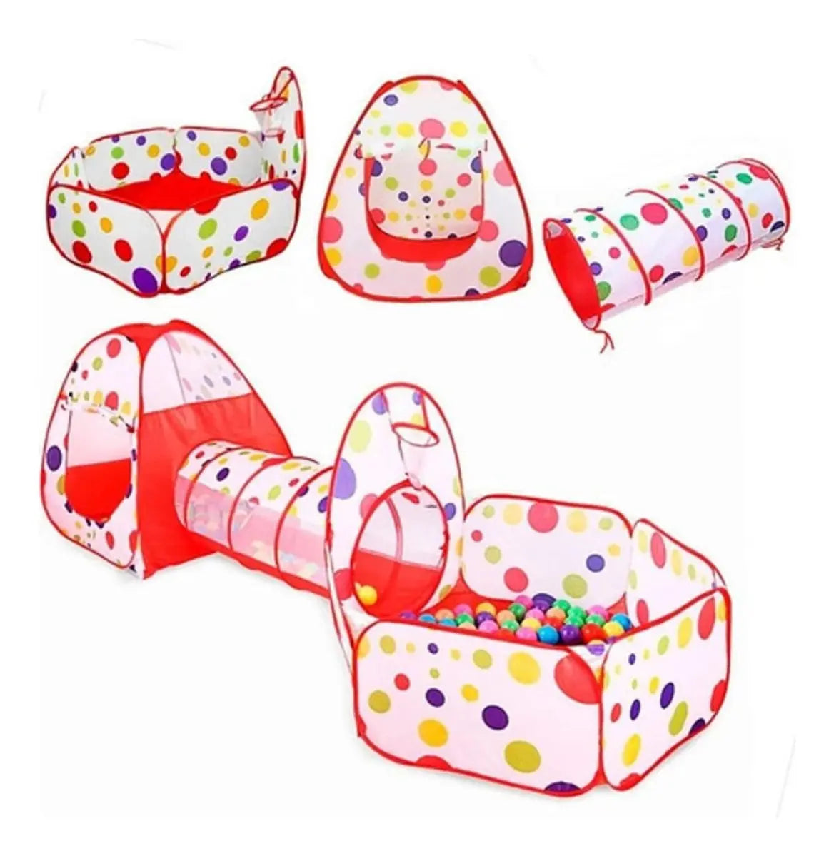 carpa tunel con piscina de pelotas