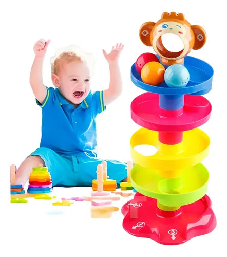 juego didactico tobogan mono con pelotas