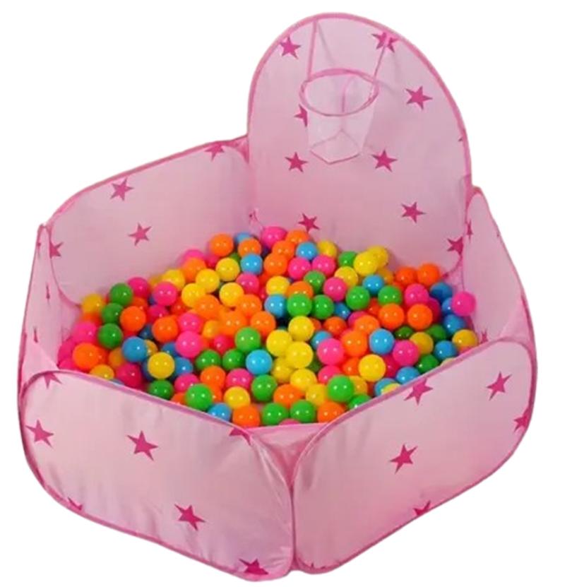 piscina de pelota con cesta de basquet