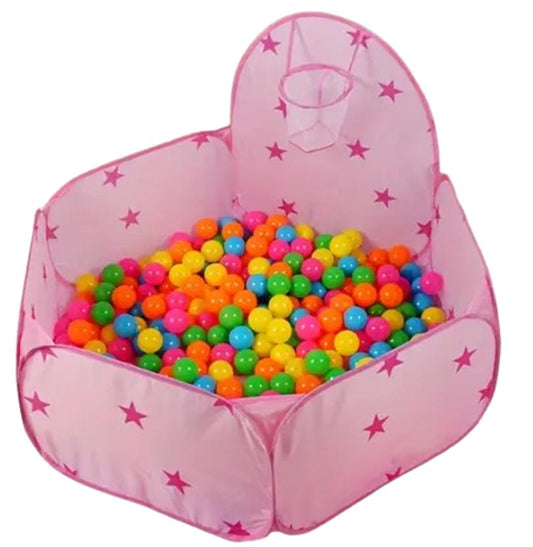 piscina de pelota con cesta de basquet