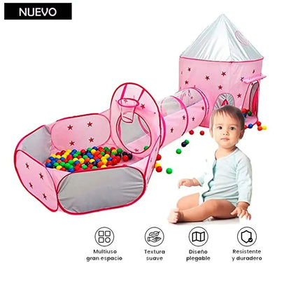 CASTILLO INFANTIL CON TUNEL Y PISCINA DE PELOTAS